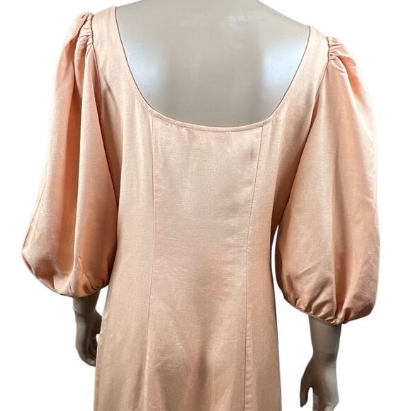 NWT Loeffler Randall Carmina Curve Seam Puff Sleeve Dress Cipria Peach Size 4 (0 - Picture 9 of 15